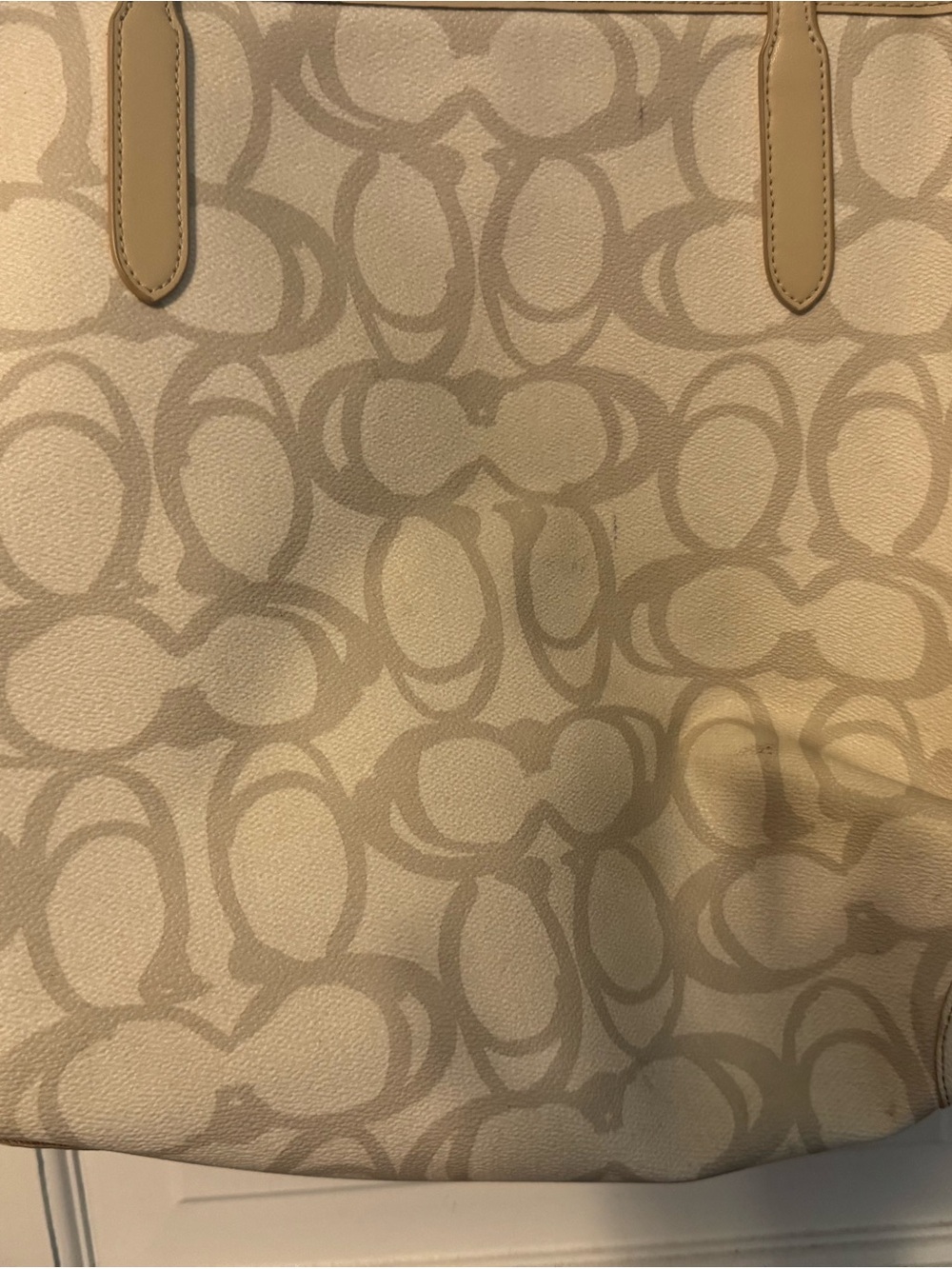 Gorgeous Elegant Statement Bag - Coach City Tote Signature Canvas Chalk Cream - Picture 3 of 14